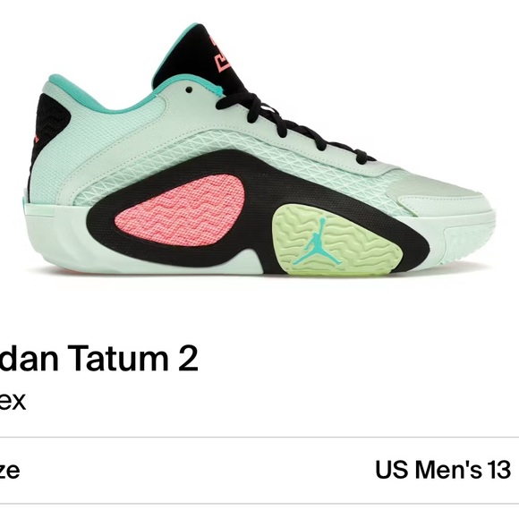Jordan Athletic Shoes in Mint Green and Coral Pink